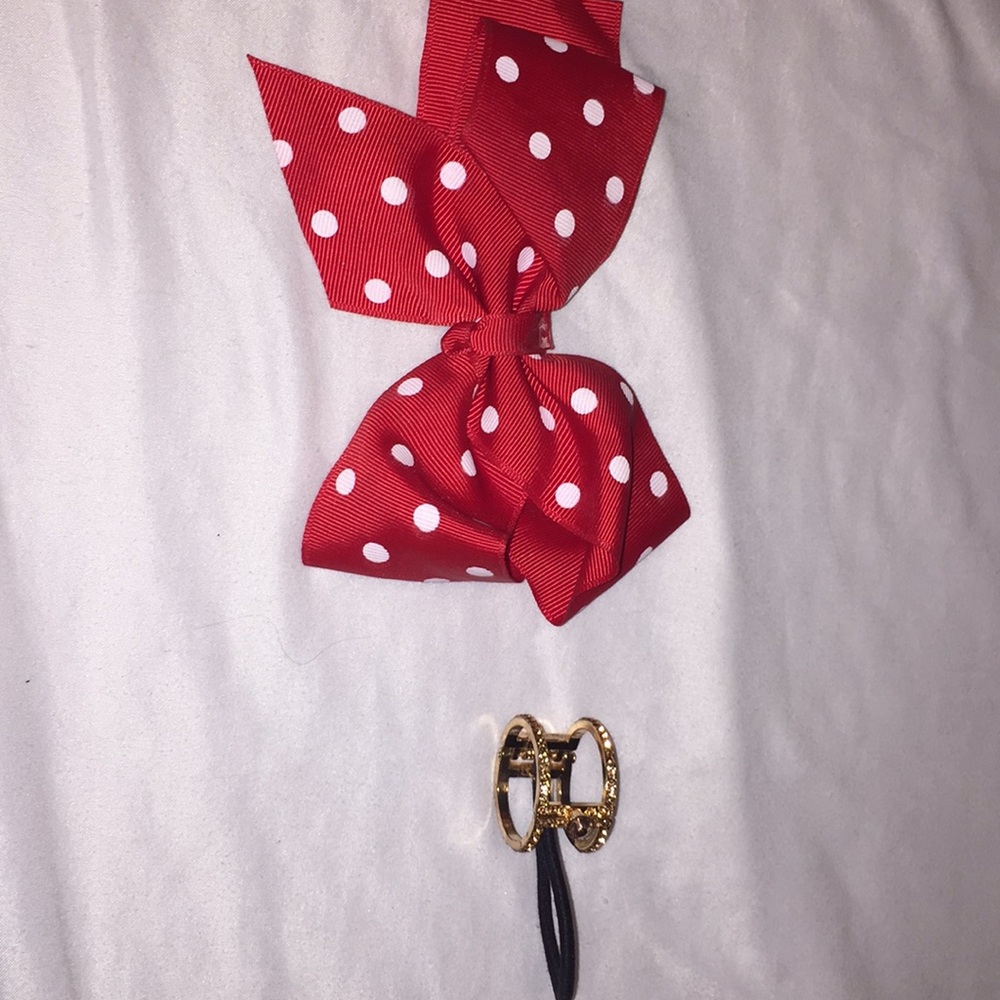 Hair bow and gold hair tie